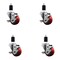 Service Caster 3'' SS Red Poly Swivel 1-1/2'' Expanding Stem Caster Set with Brake, 4PK SCC-SSEX20S314-PPUB-RED-TLB-112-4 - alternate 1